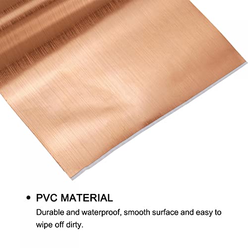 Image of uxcell Waterproof Peel and Stick Decorative Tape Self Adhesive 4.72 inch W x 16.4'L PVC Tape for Wall Edge Rose Gold Tone Brushed (Thickened Style)
