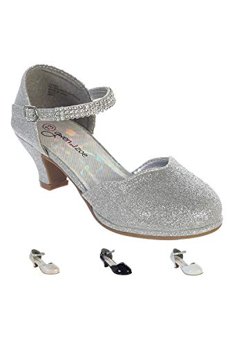 Gwen & Zoe Girl Dress Shoes for Weddings and Parties - Big and Little Girl 2 Inch High Heel with Rhinestone Strap