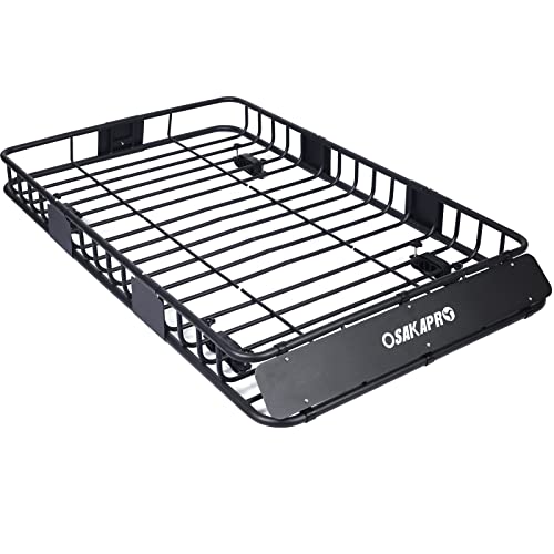 Benicabaly Sturdy and Versatile Rooftop Carrier Basket for Vehicle Roof Racks, Heavy-Duty Steel, 64-Inch, Black