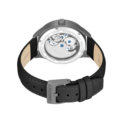 Image of Kenneth Cole Automatic Black Round Dial Men's Watch | Genuine Leather Strap Material | Watches for Men Analog - KCWGX0103802MNW