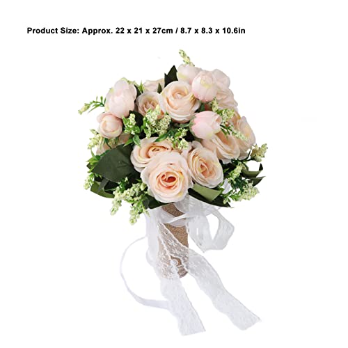 TOPINCN Wedding Bouquet For Bride Artificial Bridal Bouquet Holder Lifelike Holding Flowers Elegant Decorative Bridal Bouquet For Wedding Photography (Champagne) - Image 2