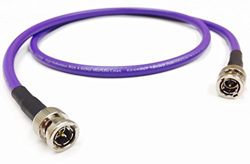 Custom Cable Connection 2 Foot HD-SDI 3G RG6 BNC to BNC Video Coaxial Cable (75 Ohm) Purple 4.5Ghz - Made in The USA - (108301-2PUR)