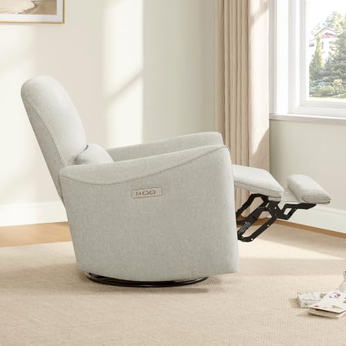 Image of CHITA Power Swivel Glider Recliner Chair, Tall-Wide, Dove Grey | FSC Certified Nursery Rocking Chair, Lumbar Support, Reclining Chair for Living Room / Nursery