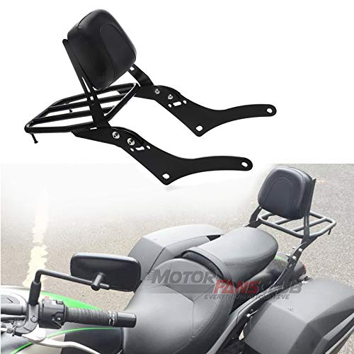 MotorFansClub Sissy Bar Backrest Luggage Rear Rack Passenger Back Seat Cushion Fit For Compatible With Honda Rebel CMX300 CMX500 2017-20 Black