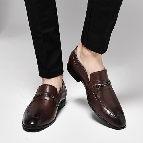 Image of MWX Men's Dress Shoes Formal Business Oxford Classic Pull on Wingtip Casual Shoes Brown