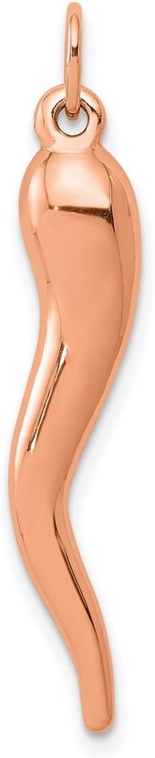 JewelryWeb 14k Solid Gold Polished Italian Horn Cornicello Good Luck Charm Pendant -5mm x 29mm, Italian Horn Necklace for Women, Cornicello Necklace, Good Luck Amulet