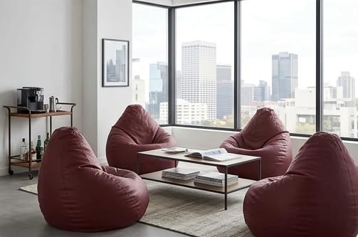 Image of 7 India Leatherette Bean Bag Without Beans| Comfortable Sofa Chair for Living Room, Bedroom & Office | Durable Double Stitch Bean Bag Seat only Cover Color Brown Size XXL