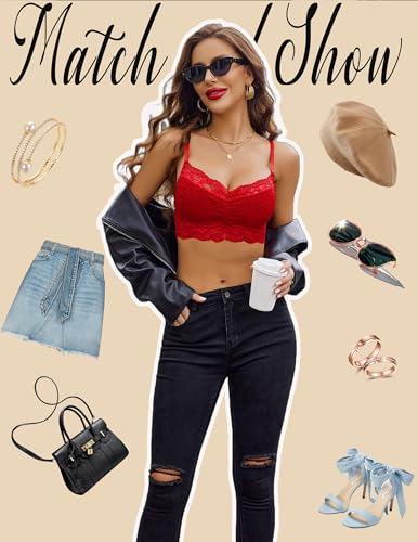 Image of Avidlove Lace Bralette for Women V Neck Cami Tank Y2k Camisoles Adjustable Spaghetti Strap Crop Top Non Padded