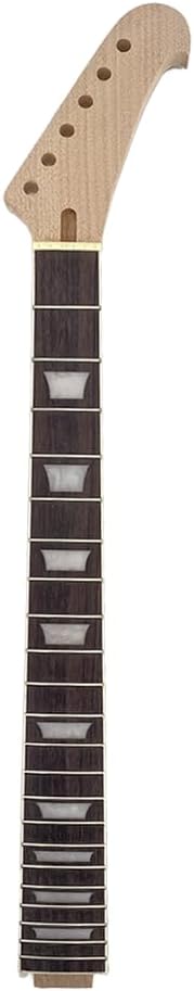 Electric Guitar Neck 22 Fret 25.5" Scale, Reverse Headstock Maple Neck with Rosewood Fretboard & Block Inlay–Bolt On Heel, for DIY & Replacement Guitar Builds