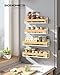 SONGMICS Magnetic Spice Rack for Refrigerator, 4 Pack, 2 Large and 2 Small Kitchen Magnetic Shelves for Washing Machine, Spice Organizers, No Drilling Needed, Cream White and Light Bamboo UKCS062WD01