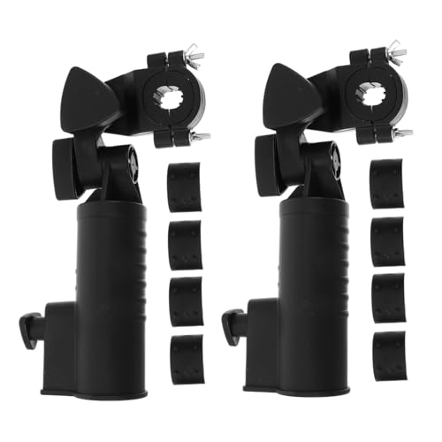 BESPORTBLE 2個ゴルフカート用 傘ホルダー ブラックプラスチック製 トロリークランプ 高耐久 ゴルフトロリー 傘固定具 安定設計で 風雨から保護