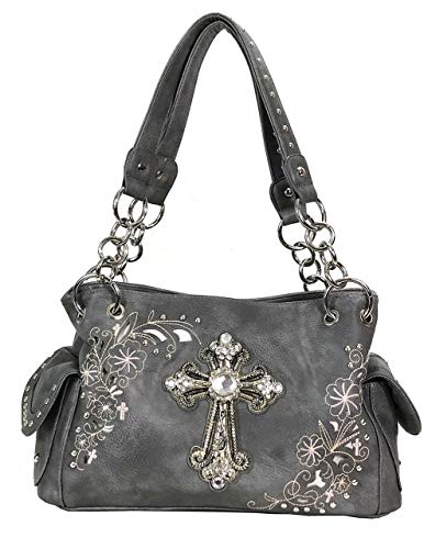 Rhinestone Cross Embroidered Floral Western Handbag3
