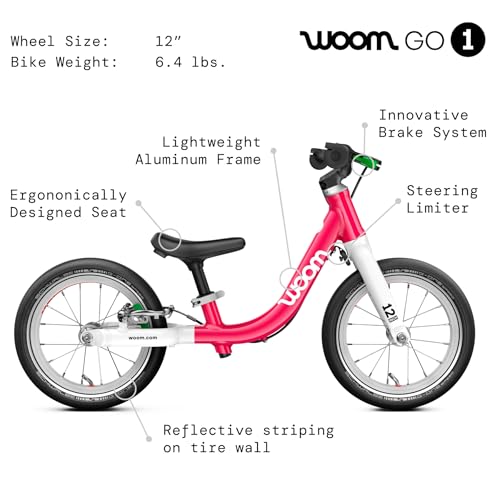 Image of woom GO 1 & GO 1 Plus Balance Bike for Toddlers & Kids 18 Month to 4.5 Years Old, 12-Inch & 14-Inch Lightweight Bicycles for Boys & Girls