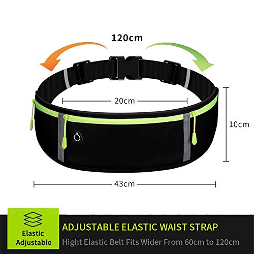 Image of Running Belt with Waterproof Adjustable Elastic Strap, Sweatproof waistpacks with Large Capacity, Perfect for Running and Outdoor Activities, Black, One Size, Sports (Running Belt Black)