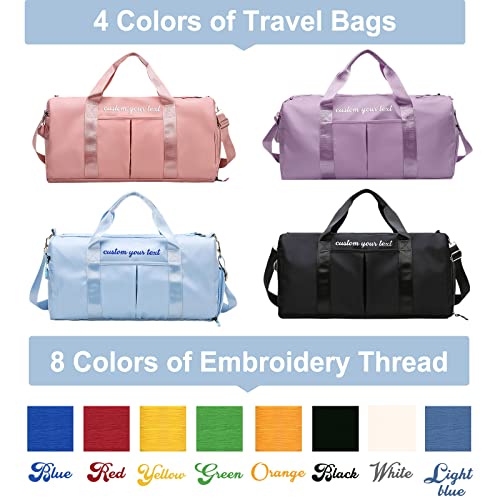 Personalized Duffle Bag Purple Sport Gym Travel Bags Embroidered Name Text,Custom Dry Wet Separated Overnight Weekender Waterproof Bag Gift #TOP5