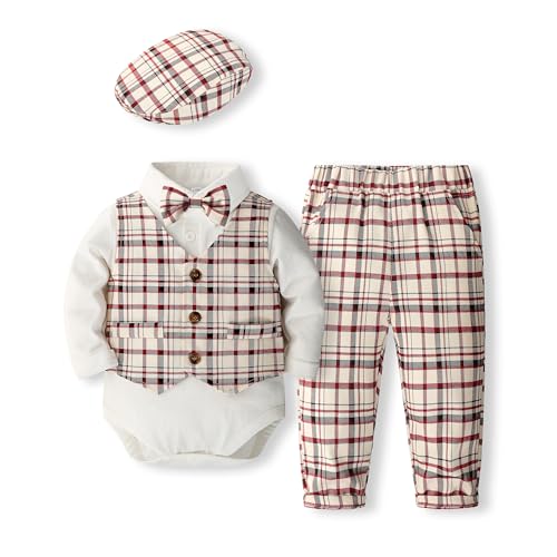 Image of Baby Boys' 4-Piece Vest Set with Dress Shirt, Vest, Pants, and Tie
