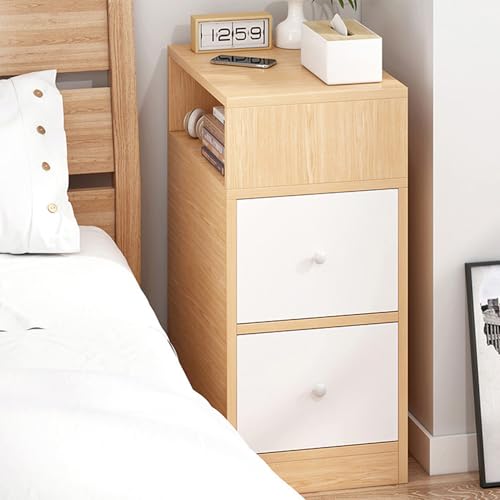 Mesa auxiliar compacta de madera para habitaciones pequeñas, diseño moderno con asas, ideal para espacios limitados