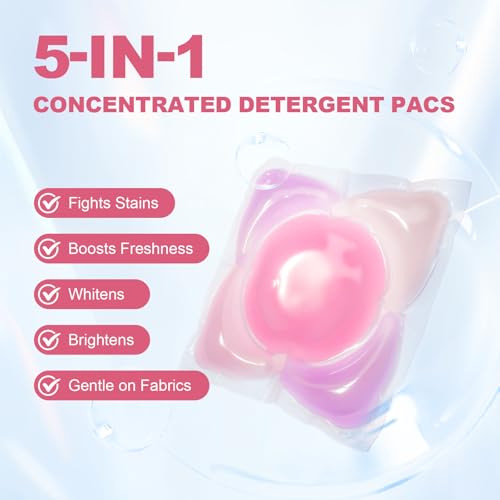 Image of 140-Count Laundry Detergent Pods, 5-in-1 Powerful Clean, Stain Remover, Color Protector, Fabric Care, Deep Intensive Clean, HE Compatible