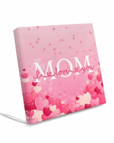 Best Mom Indoor Outdoor Couch Cushion Covers Replacement 4 Pack, Happy Mother's Day Ombre Pink Love Heart Waterproof Chair Sofa Seat Cover with Ties 22x22x4