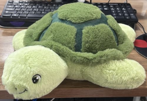 shownicer Peluche Tortuga Calentable en Microondas Cojín de Peluche con Peso 0,88kg 40cm Almohadilla Interior Extraíble enfriar en el congelador o calentar en el microondas Regalo para niños y Adultos