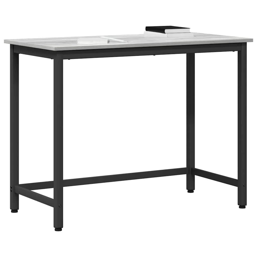 Mesa de trabajo regulable en altura 80 x 50 x 76,5 cm, mesa de ordenador de madera y estructura de acero, mesa de oficina multifuncional para el hogar, oficina, sonoma gris