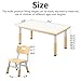 monleelnom Children's Table and Chair Set Suitable for Boys and Girls Age 2-12 Height Adjustable Table top Can be Painted with 6 Seats Suitable for Family Learning Daily use (Wood Color)