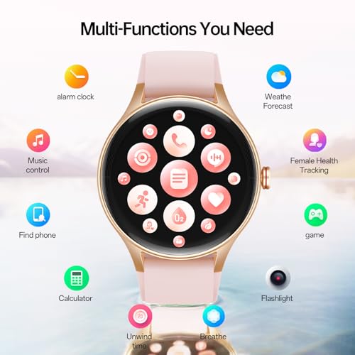 Image of Woneligo Smart Watch for Women,1.57'' AMOLED Touchscreen Compatible with Android&iOS (Pink, 1.32)
