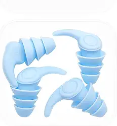 2 Pares Tampão De Ouvido Protetor Auricular Antirruído de Silicone AZUL Barulho Dormir Natação Reutilizável Confortável