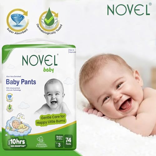 Image of Novel Pant Style Baby Diapers, Extra Large (XL), 54 Count | For babies of 7-12 Kg | 12 Hrs Leakage Protection | High Absorption, Soft & Gentle, Breathable Fit