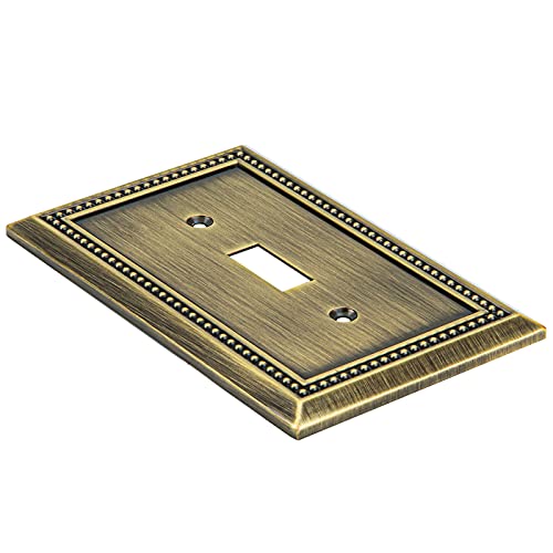Image of Henne Bery Sunken Pearls Heavy Duty Decorative Wall Plate Switch Plate Outlet Cover (Single Toggle, 2 Pack, Antique Brass)