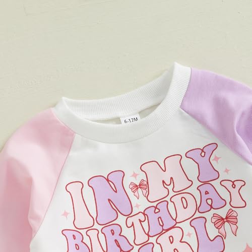 SAYOO In My Birthday Era Outfit Toddler Letter Birthday Girl Sweatshirt Pullover Contrast Color Jogger Pants Fall Clothes4