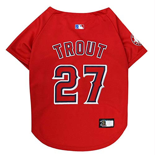 Image of MLBPA Dog Jersey - Mike Trout #27 Pet Jersey - MLB Los Angeles Angels Mesh Jersey, Large