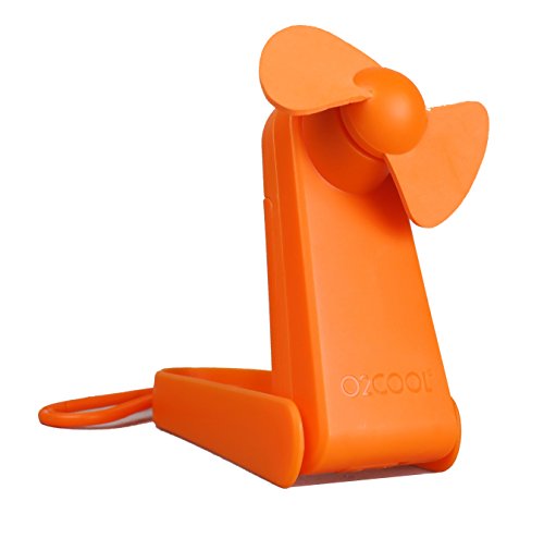 O2COOL Personal Battery Pocket and Table Desk Fan - Carabiner Clip - Flip Down Stand - Quiet - Foam Blades - Orange