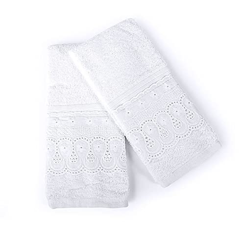 Kit Toalha Lavabo 02 Peças Com Boardado Inglês Cristal Renascença Branco - 44829