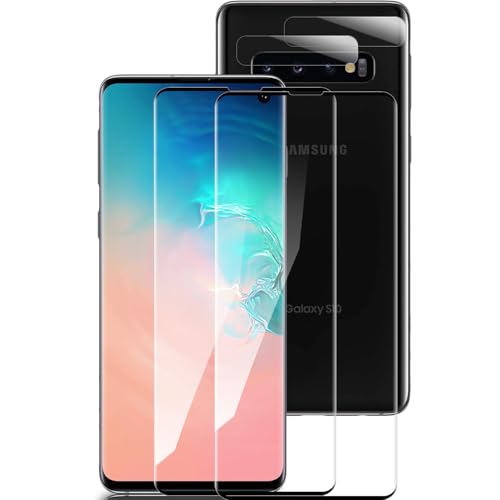 Schutzfolie für Panzerglas für Samsung Galaxy S10 Plus Fingerabdruck-ID Unterstützen 2&2 Stück 9H Glas Displayschutz mit Kameraschutz 3D Gebogen Folie Kompatibel mit Handyhülle für Samsung S10 Plus