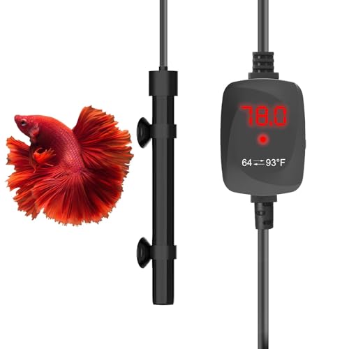 VCRAZE Aquarium Heater 50W Super Small Fish Tank Heater with Digital Display Thermostat, Alumina Ceramic Betta Tank Heater Turtle Heater for 5-10 Gallon Tanks