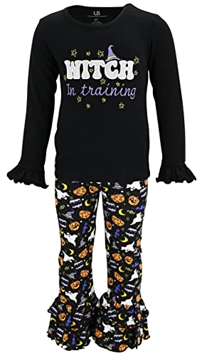Image of Unique Baby 2 Piece Girls Double Ruffle Leggings and Long Sleeve Shirt Clothes Set Kid and Toddler Girl Outfit