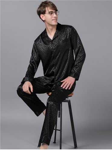 Men's Silk Satin Pajamas Set Lounge Pants Sleepwear Homewear US M L XL 2XL 3XL3