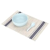 Jeffergarden Set De Table 4 PCS 30 * 45cm Élégant en PVC Rayé Carré Résistant À La Chaleur Tapis De Table Support De Pot À La Maison De Décoration de Bureau pour la Cuisine(Bleu)