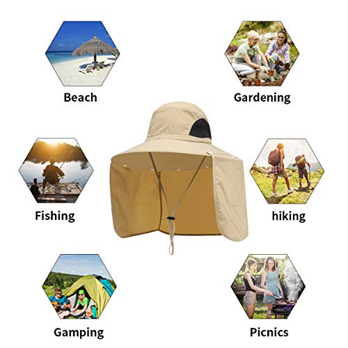 Image of Sun Blocker Hats Outdoor Sun Protection Fishing Cap with Neck Flap Large Brim Outdoor Hat