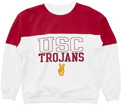 USC Trojans NCAA Officially Licensed Contrast Yoke Crewneck Sweatshirt, X-Large