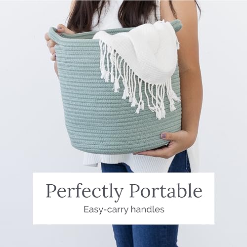 Natemia XL-BASKET-ROSE Rope Storage Basket- Nursery Bin And Toy Organizer (20"X20"X14"), Laundry Basket, Basket For Towels, Pillows And Blankets thumb #7