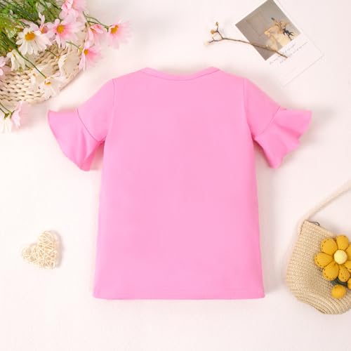 Magic Park 2-6Y Toddler Baby Girls Ruffle T-Shirts Kids Bell Sleeve Blouse Girl Solid Color Tee Tops2