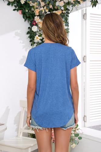 Womens Summer Short Sleeve Tops High Low Loose Casual Basic T-Shirt2
