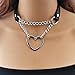 2PCS Vintage Gothic Punk Black Studded Leather Choker Necklace - Adjustable PU Leather for Women and Men