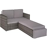 TecTake Poly Rattan Lounge Set 2 Sitzer Sofa mit Hocker - 9