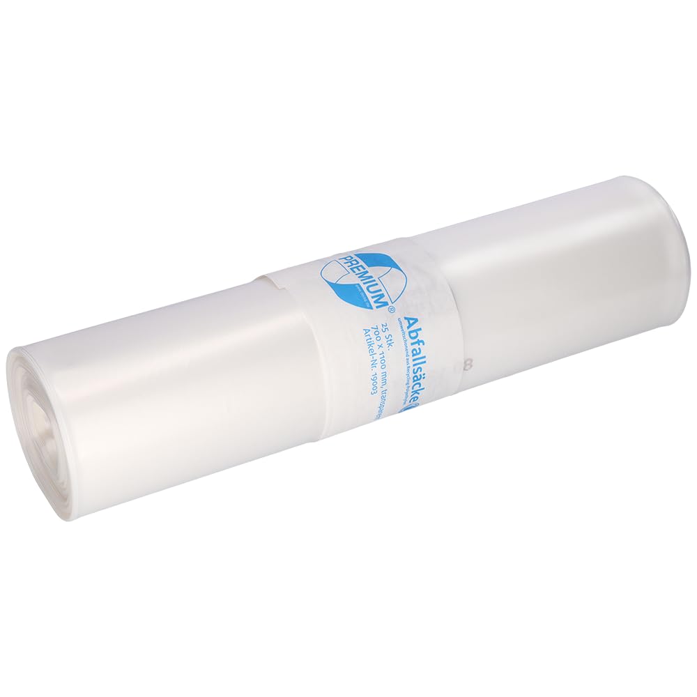 Deiss Premium Bin Bags, Transparent, 60 µm, 120 Litres