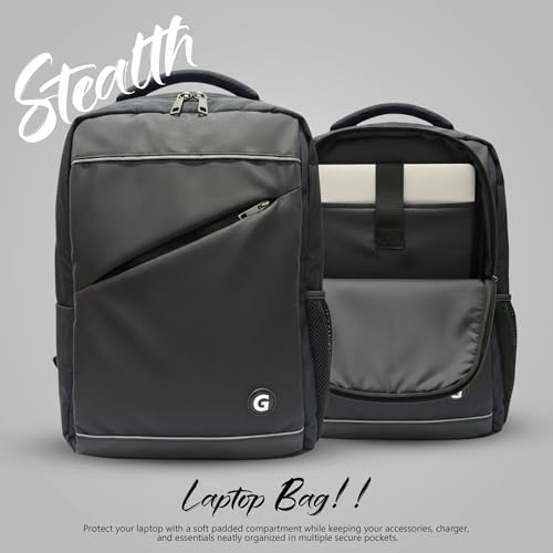 Image of GadgetBite Stealth 20 Litre Laptop Bag with 15.6 Inch Laptop Compartment USB Charging Port and Organiser Pocket Bags for Men Women Boys Office College and Travel with Bottle Pocket - Black