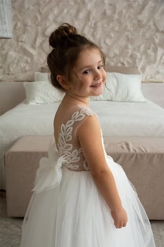 Flower Girl Dress for Wedding First Communion Dresses Floor Length Tulle Lace Applique Princess Birthday Prom Gown3