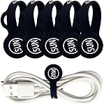 Cable clips magnétiques Organisateurs Ecouteurs Cords Winder Signet Clips Whiteboard Noticeboard Fridge Magnets USB Cable Manager Ties Straps pour la maison, le bureau, l'école 5PACK noir